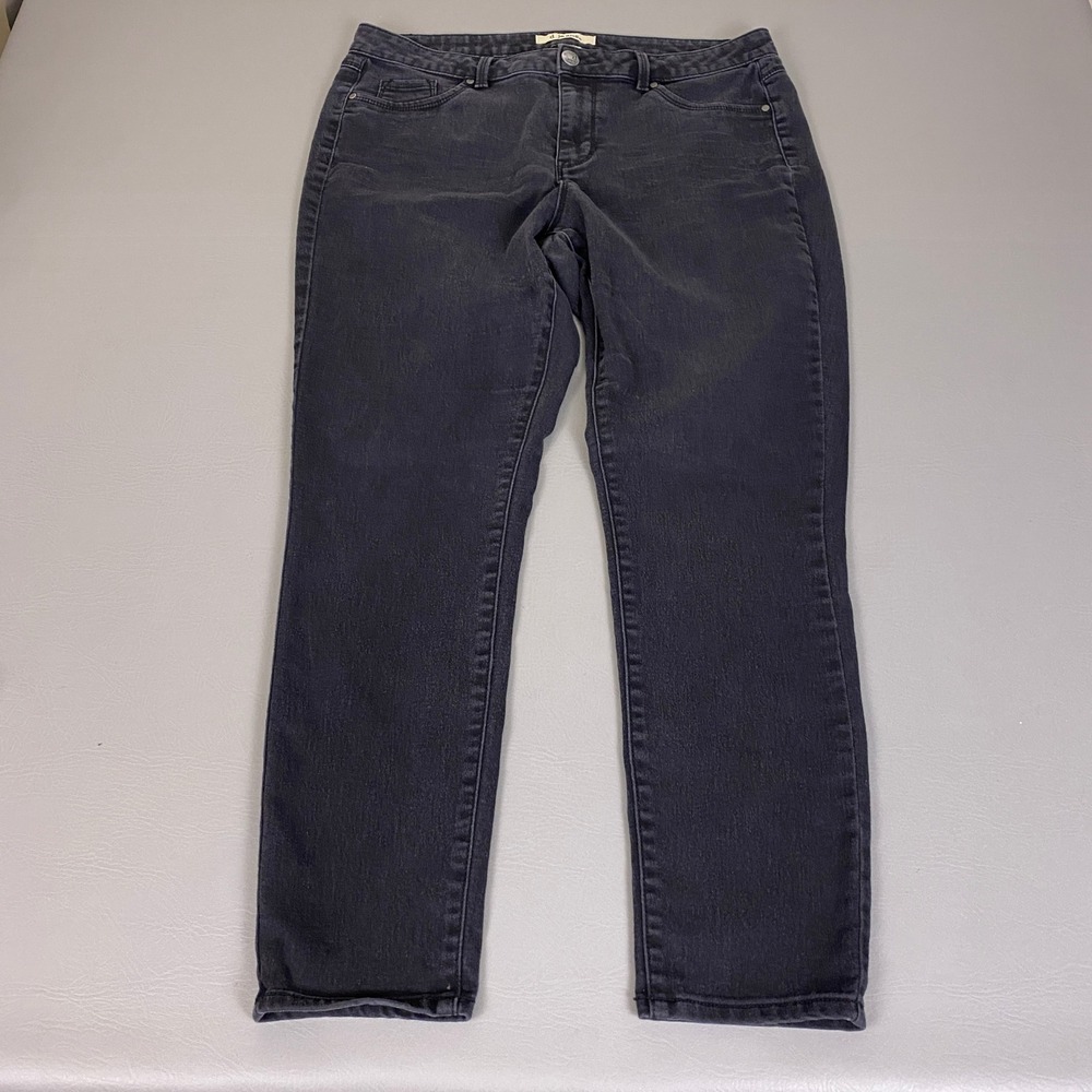 d.jeans Womens Plus Size 16W Faded Black Skinny Jeans Stretch Mid Rise Dark Gray